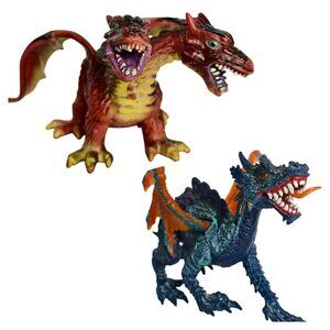 Chap Mei Blue Dragon Two-Headed Red Dragon Figurines Fantasy Medieval Moveable